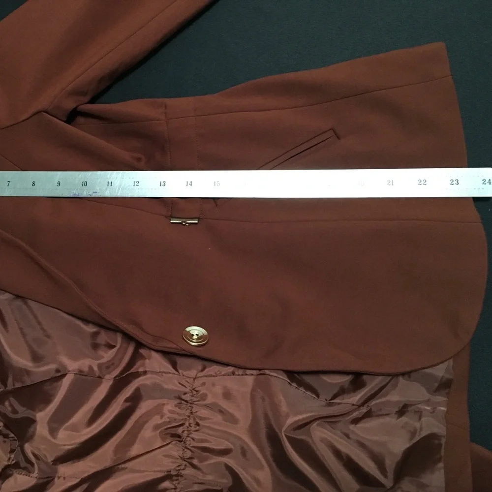 INC International Concepts Womens S Deep Sienna Brown Chain Trim Blazer Jacket - Picture 9 of 12